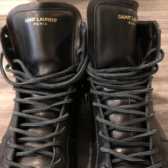 SAINT LAURENT BLACK FRINGE SNEAKER. SIZE 42.5 - Picture 5 of 8